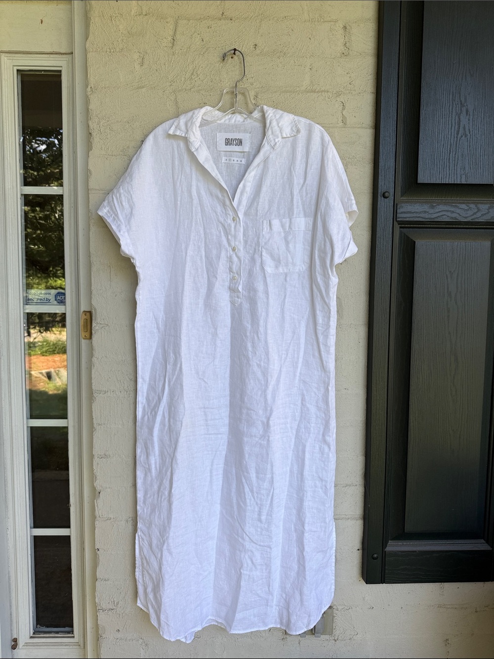 Grayson The Artist Linen Short Sleeve Shirt Midi Dress White Size Large - Picture 3 of 11